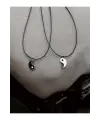 Unisex 2li Yin Yang Suni Deri İpli Kolye Arkadaşlık, Çift kolye, Sevgili Kolye