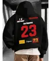 Unisex Los Angeles Baskılı Kapşonlu Siyah Sweatshirt