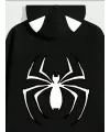 Unisex Spider Baskılı Kapşonlu Siyah Sweatshirt
