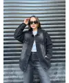 Vintage Denim Kot Unisex Siyah Ceket