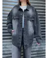 Vintage Denim Kot Unisex Siyah Ceket