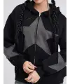 Vintage Star Zip Oversize Fermuarlı Unisex Kapüşonlu Hırka