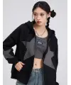 Vintage Star Zip Oversize Fermuarlı Unisex Kapüşonlu Hırka