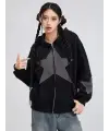 Vintage Star Zip Oversize Fermuarlı Unisex Kapüşonlu Hırka