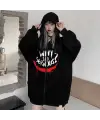 Why So Serious Baskılı Oversize Fermuarlı Siyah Unisex Kapüşonlu Hırka