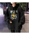 Wolverine Baskılı Siyah Unisex Oversize Kapüşonlu Sweatshirt