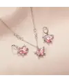 Y2k Galaksi Pembe  Zirkon  Kristal 2Li Kolye Takımı