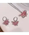 Y2k Heart Pembe  Zirkon  Kristal Kolye Takımı