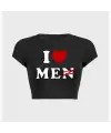 Y2k I Love Me Baskılı Beyaz Crop