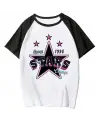 Y2k Star Beyaz Reglan Kol Oversize T-Shirt