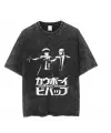 Yıkamalı Anime Cowboy Bebop Baskılı Unisex Oversize Vintage T-Shirt