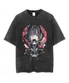 Yıkamalı Anime Naruto Itachi Baskılı Unisex Oversize Vintage T-Shirt