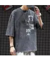 Yıkamalı Art Baskılı Unisex Oversize Vintage T-Shirt