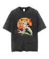 Artist Cat Baskılı Siyah Unisex Oversize T-Shirt