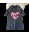 Black Pink Heart Baskılı Beyaz Unisex Oversize T-Shirt