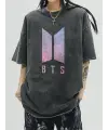 BTS Logo Siyah Unisex Oversize T-Shirt