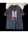 BTS Logo Siyah Unisex Oversize T-Shirt