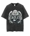 Yıkamalı Eagles Baskılı Unisex Oversize Vintage T-Shirt