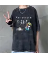 Yıkamalı Friends Baskılı Unisex Oversize Vintage Eskitme T-Shirt