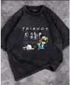 Yıkamalı Friends Baskılı Unisex Oversize Vintage Eskitme T-Shirt