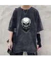 Gang Skull Baskılı Siyah Unisex Oversize T-Shirt