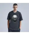Gang Skull Baskılı Siyah Unisex Oversize T-Shirt