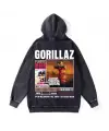 Yıkamalı Gorillaz Vintage Kapüşonlu Sweatshirt