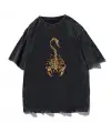 Gothic Scorpion Baskılı Siyah Unisex Oversize T-Shirt