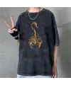 Gothic Scorpion Baskılı Siyah Unisex Oversize T-Shirt
