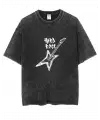 Yıkamalı Hard Rock Baskılı Unisex Oversize Vintage T-Shirt