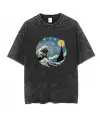 Kanagawa Oki Nami Ura Siyah Unisex Oversize T-Shirt