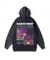 Yıkamalı Kanye West Vintage Kapüşonlu Sweatshirt