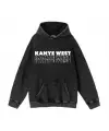 Yıkamalı Kanye West Vintage Kapüşonlu Sweatshirt