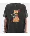 Killer Cat Baskılı Beyaz Unisex Oversize T-Shirt