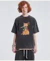Killer Cat Baskılı Beyaz Unisex Oversize T-Shirt