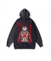 Yıkamalı Kumaş Anime One Piece Luffy Kapüşonlu Hoodie Sweatshirt