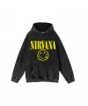 Yıkamalı Kumaş Rock Serisi Nirvana Kapüşonlu Hoodie Sweatshirt