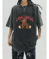 Yıkamalı Loneliness Bear Unisex Eskitme T-Shirt