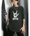 Rock Siyah Unisex Oversize T-Shirt