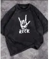 Rock Siyah Unisex Oversize T-Shirt