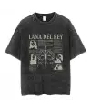 Yıkamalı Streetwear Lana Del Rey  Baskılı Unisex Oversize Vintage T-Shirt
