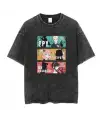 Triple Anime Kolaj Beyaz Unisex Oversize T-Shirt