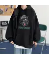 You Bum Cat Baskılı Siyah Unisex Oversize Kapüşonlu Sweatshirt