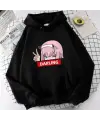 Zero Two Darling Baskılı Siyah Unisex Oversize Kapüşonlu Sweatshirt