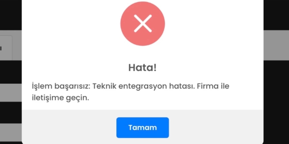 İşlem başarısız. Teknik entegrasyon hatası. Fimra ile iletişime geçin . Hatasının çözümü !