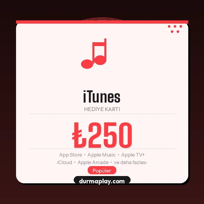 Tarjeta de regalo de iTunes de 250 TL