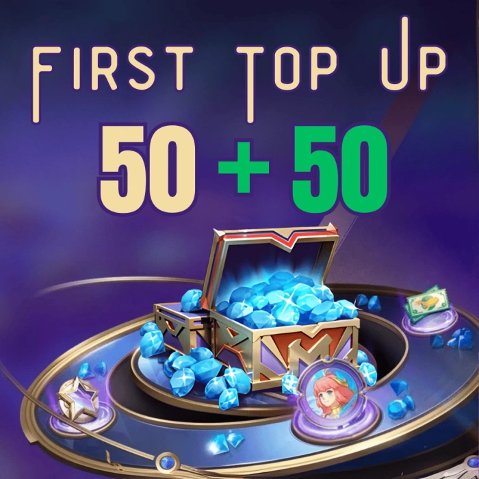 MLBB 100 Diamantes (50 + 50 Bônus) Primeira Recarga PHP