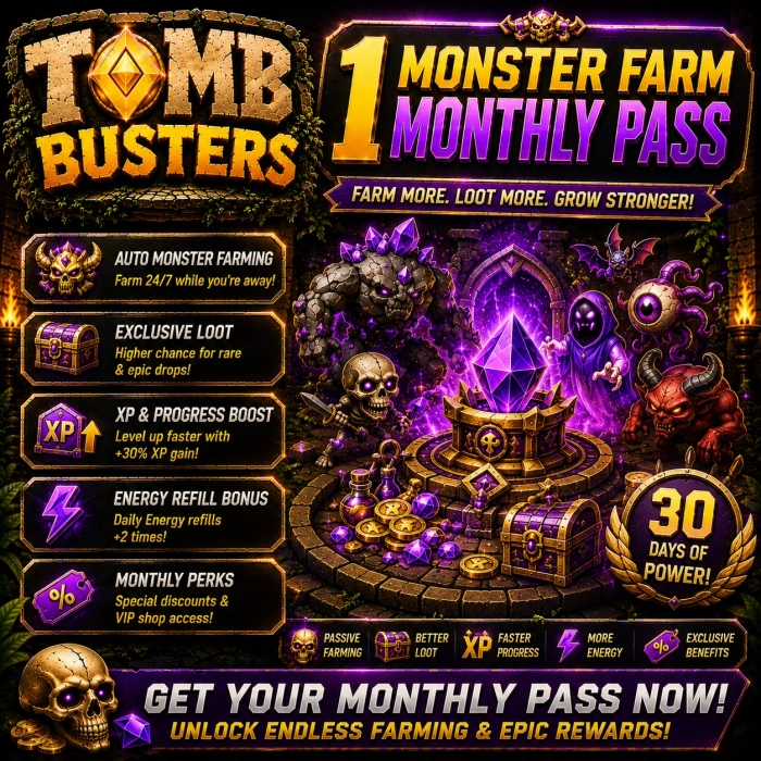 Tomb Busters 1 Monster Farm Monthly Pass