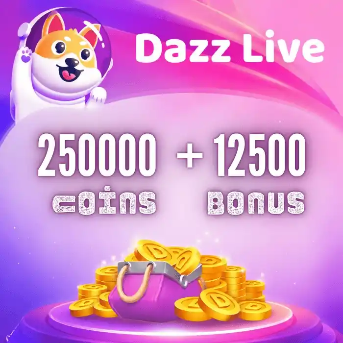 Dazz Live Coins 250000 Coins + 12500 Bonus
