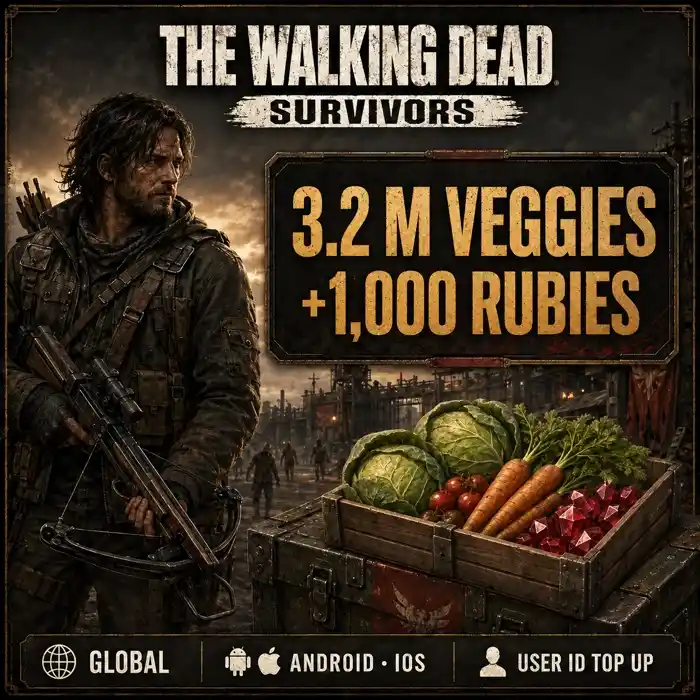 The Walking Dead: Survivors 3.2 M Veggies+1,000 Rubies